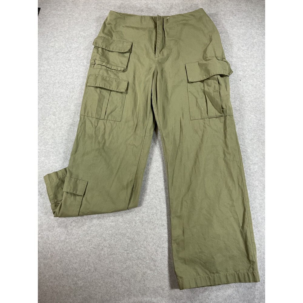Zara Womens Olive Green Wide Leg Cargo Utility Pants Size US L MEX 30 2503